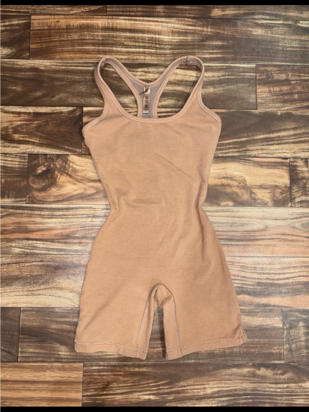 SKIMS Racerback Knit Romper in Tan